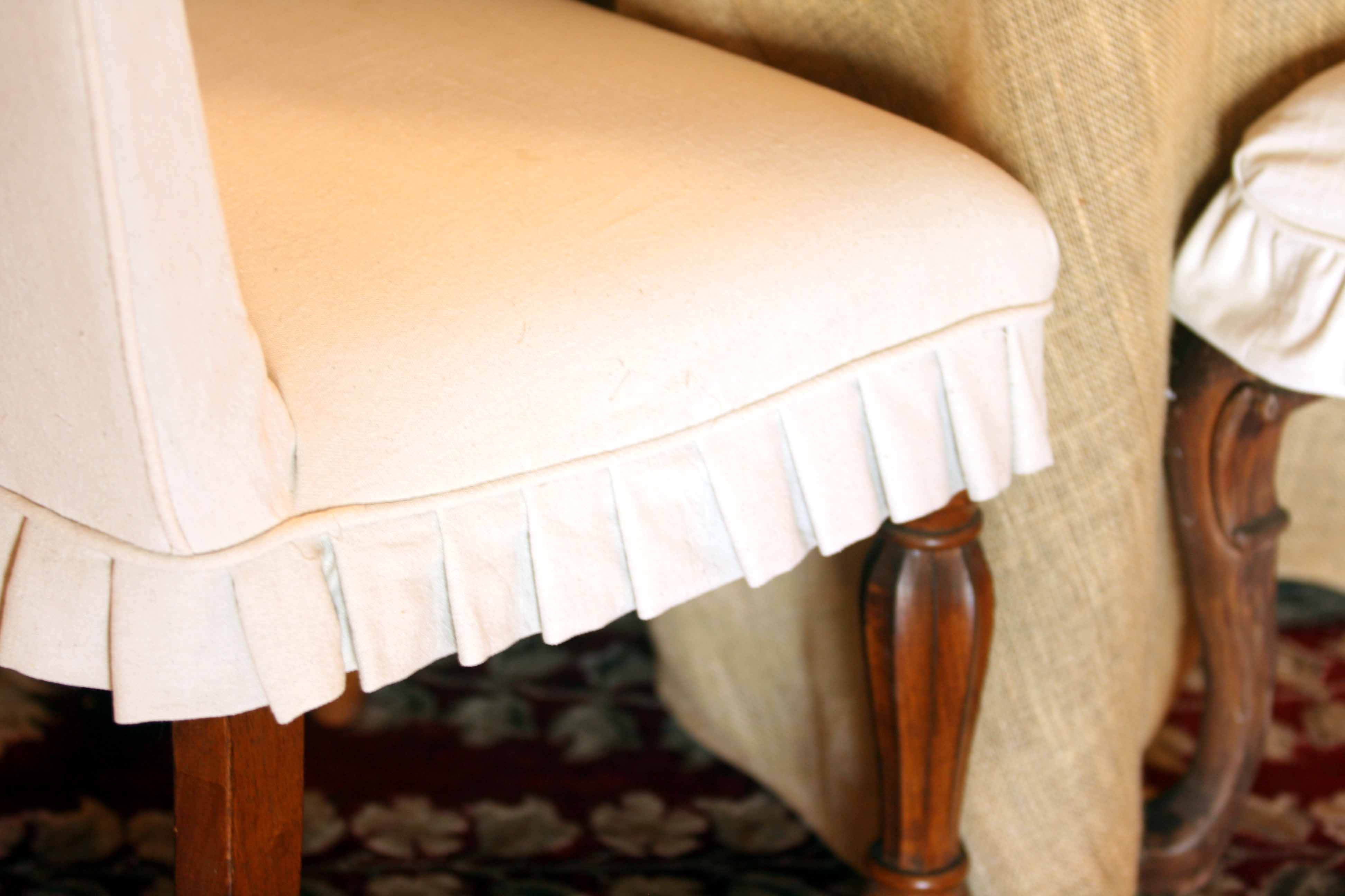 dining chair slipcover with pleated skirt and welt